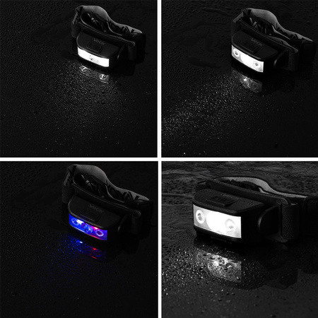Latarka Czołowa Akumulatorowa 100lm 100LM LED + 2XLED 5 Trybów Pracy VAYOX