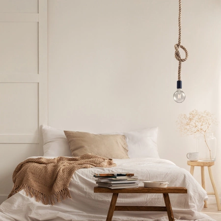 Lampa Sufitowa Wisząca Zwis E27 Beżowy Rope Sanico Goldlux