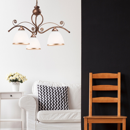 Lampa Sufitowa Wisząca RETRO 3xE27 Biała Drewniana Klasyczna LM-3.51 Lamkur