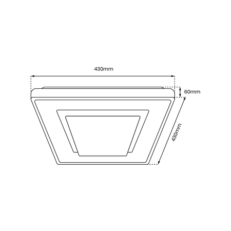 Plafon LED Lampa Sufitowa Natynkowa Chrom kwadratowy CAMERON 38W 43 cm CCT + Pilot Milagro