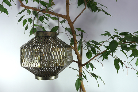 Lampa LED solarna Lampion ogrodowa filament LATARENKA wisząca metalowa miedziana