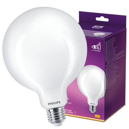 Żarówka LED Globe E27 G120 8.5W = 75W 1055lm 2700K Ciepła Filament Mleczna PHILIPS