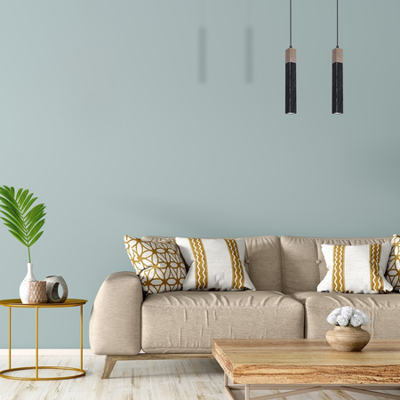 Lampa Wisząca Sufitowa SOLO SAWN Czarna Patyna Drewniana 1x mini GU10 Milagro