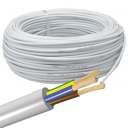 Przewód Kabel OMY 300/300V 3x1,5mm Biały 1m ELEKTROKABEL