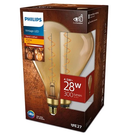 Żarówka LED E27 A160 4.5W = 28W 300lm 1800K Ciepła Filament Bursztynowa PHILIPS