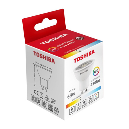 Żarówka LED Halogen GU10 5.5W = 50W 450lm 4000K Neutralna Reflektor Punktowy TOSHIBA
