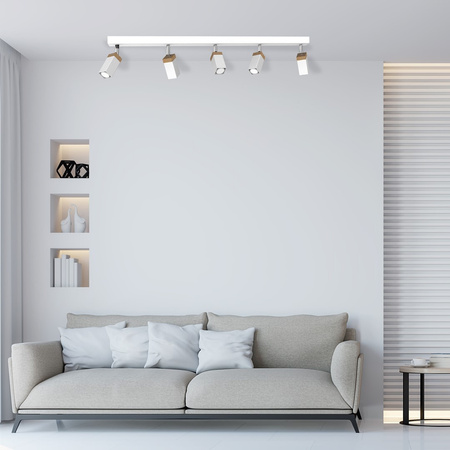 Lampa Sufitowa SOLO SAWN Biała Patyna Drewniana 5x mini GU10 Milagro