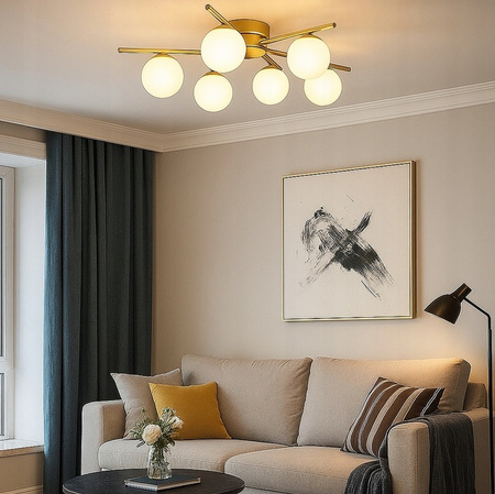 Żyrandol Lampa Oprawa Wisząca Sufitowa Dekoracyjny 6x G9 Złoty Bali Masterled