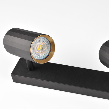 Oprawa Ścienno-Sufitowa Reflektor Punktowy 2x GU10 Czarna Złota NICEA Sanico Goldlux