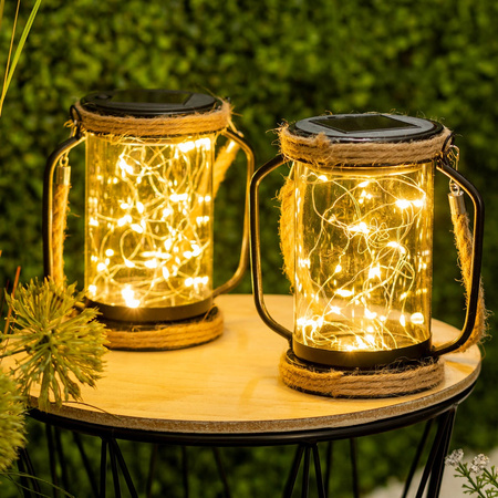 Lampa Solarna LED Zewnętrzna Ogrodowa Wisząca Stojąca Latarenka 3000K IP44 Czujnik Zmierzchu