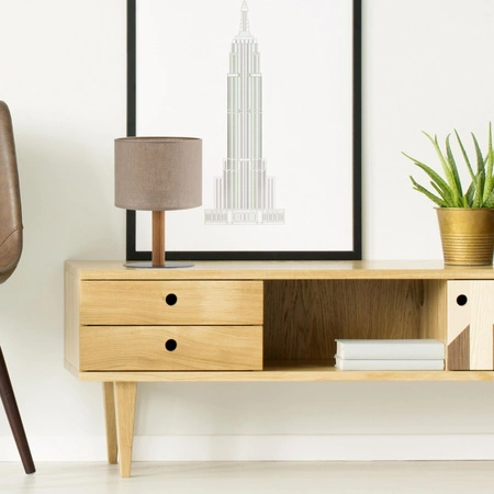 Lampa Stołowa Biurkowa Nocna VAIO NATURE Abażur Beżowo-Czarna Klasyczna E27 5192 TK Lighting