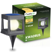 Lampa Solarna Ogrodowa LED Wbijana Zewnętrzna na Słupek Ogrodzeniowy Ogrodzenie Balustradę Taras 3000K KWADRUS LUMILED