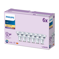 6x Żarówka LED GU10 Reflektor PAR16 4.6W = 50W 355lm 2700K Ciepła 36° EC Multipack Philips