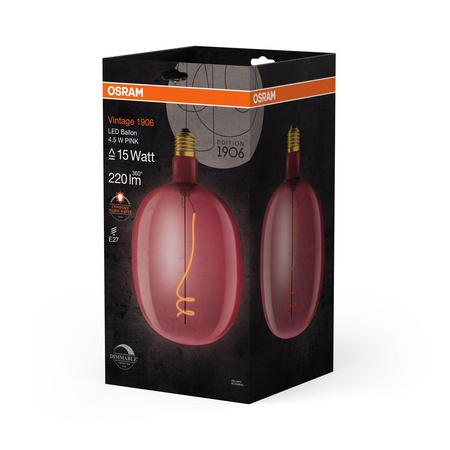 Żarówka LED Dekoracyjna E27 4.5W = 15W 220lm 1600K Ciepła 320° Ściemnialna Vintage 1906 Osram