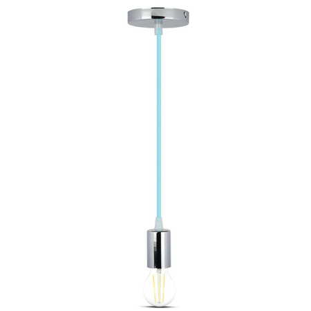 Lampa Wisząca Oprawa E27 Chromowy klosz z niebieskim kablem VT-7338 V-TAC