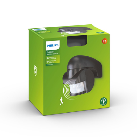 Czujnik Ruchu i Zmierzchu PIR IP44 Czarny Virginia Philips