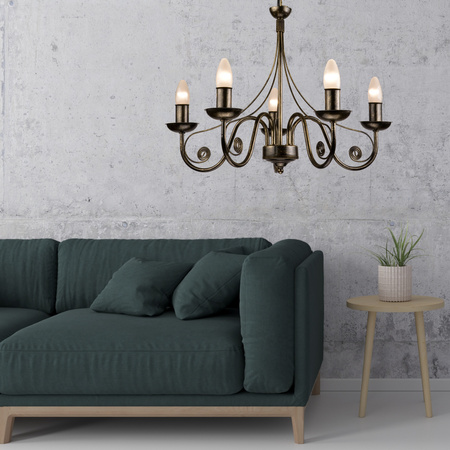 Lampa Wisząca Sufitowa DONATO 5xE27 Żyrandol Czarna Klasyczna LM-5.29 Lamkur