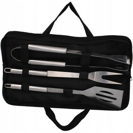 Zestaw 3x Akcesoria Grillowe Łopatka Szczypce Widelec + Etui