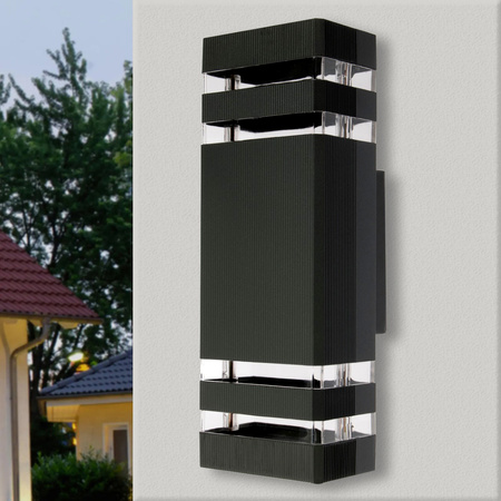 Kinkiet Ogrodowy Elewacyjny Podwójny INEZ DUO LED 2xGU10 ALUMINIUM Czarna IP54