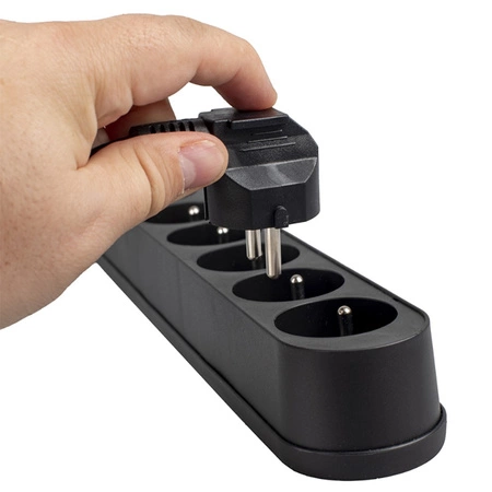 Przedłużacz z Układem Przeciwprzepięciowym 3M 5GN Sieciowy Czarny Listwa Zasilająca + Wyłącznik 