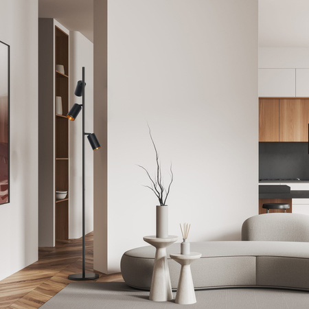 Lampa Podłogowa Oprawa Stojąca 3x GU10 Czarna Złota MARIBEL Sanico Goldlux