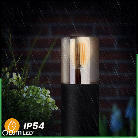 Lampa Ogrodowa Stojąca Zewnętrzna Słupek NA ŻARÓWKE E27 Czarna SZKŁO IP54 80 cm SALVIA LUMILED