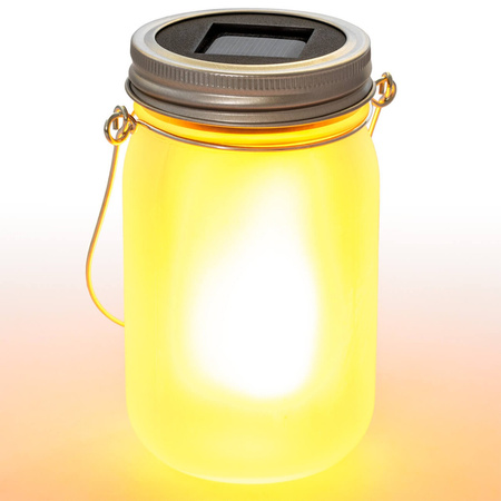 Lampion Ogrodowa LED Solarna Dekoracyjna Słoik Płomień 13cm