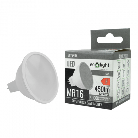 Żarówka LED Reflektor MR16 GU5.3 5W 400lm 4000K Neutralna 12V Ecolight
