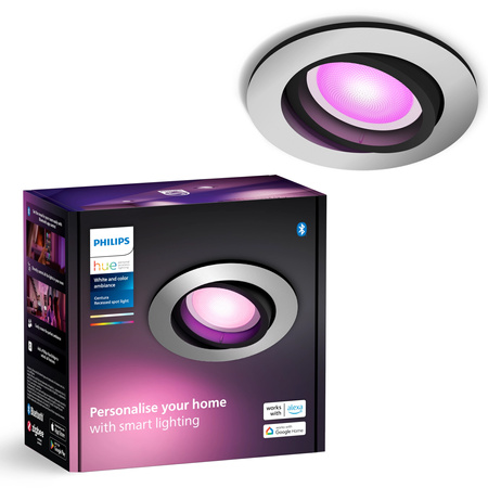 Oprawa Podtynkowa Wpuszczana LED 4.2W 400lm IP20 White and Color Ambiance RGB + TW Aluminium Inteligentna SMART Zigbee Bluetooth Centura Philips HUE