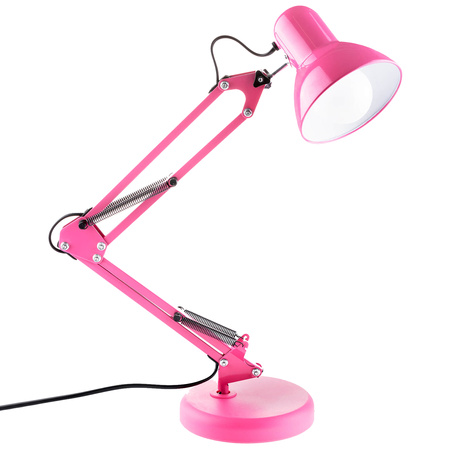 Lampka Biurkowa Kreślarska Stołowa E27 TOBI Różowa Lumiled + uchwyt na blat