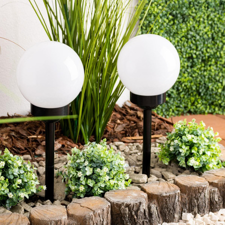 Lampa Solarna Ogrodowa LED ATRIS Wbijana Naziemna Biała Kula 15cm RGB LUMILED