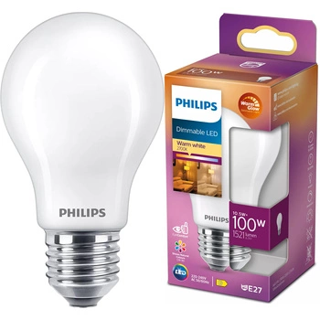 Żarówka LED E27 A60 10.5W = 100W 1521lm 2200-2700K Ciepła CRI90 FILAMENT Ściemnialna WarmGlow Philips