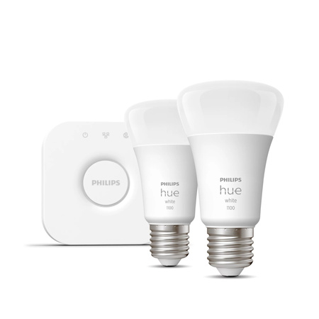 3x Żarówka LED E27 A60 9.5W = 75W 1055lm 2700K Biała Ciepła SMART Inteligentna Bluetooth ZigBee White + Mostek BRIDGE Zestaw Startowy Philips HUE