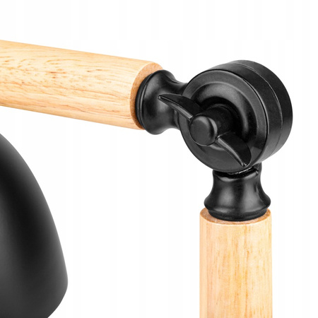 Lampka Biurkowa Stołowa Regulowana E27 Szkolna Nocna Włącznik On/Off Czarna Brązowa Woody Masterled