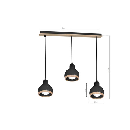 Lampa Wisząca Sufitowa OVAL Czarna 3xE27 Milagro