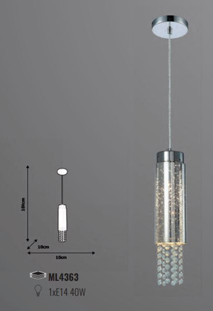 Lampa wisząca sufitowa MOONLIGHT 1x E14 MILAGRO glamour chrom metal szkło