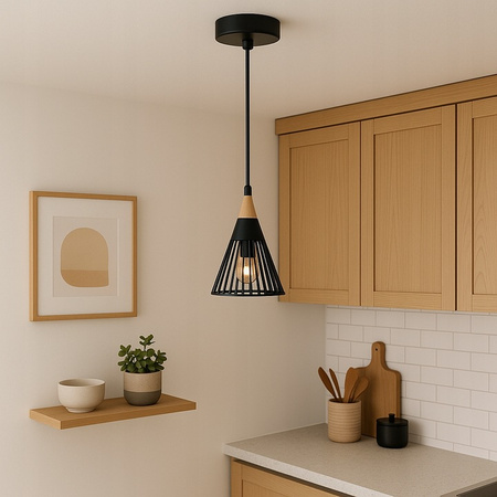 Lampa Sufitowa Oprawa Wisząca Zwis E27 Czarna Brązowa Hira Masterled