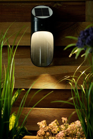 Kinkiet Ogrodowy Solarny LED Lampa Elewacyjna 5000K Czujnik Ruchu Czarny