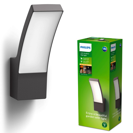 Lampa Ogrodowa LED Kinkiet Elewacyjny SPLAY 3,8W 2700K Ciepła IP44 Antracyt PHILIPS