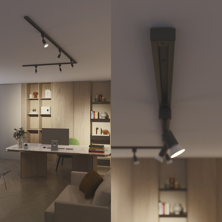 Zestaw Szynowy Lampa Sufitowa Szynoprzewód 1m + 3x Reflektor Szynowy LED GU10 Jednofazowy Czarny EasyLink Tobia Philips