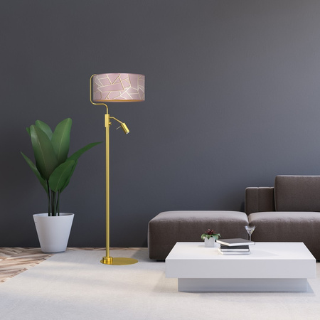 Lampa Podłogowa Stojąca ZIGGY Różowe Złoto Różowa 1xE27 + 1x mini GU10 Milagro