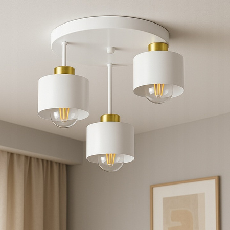 Lampa Sufitowa SPOT TUBA Reflektor Oprawa Halogenowa 3x E27 Biały Złoty Elza Masterled