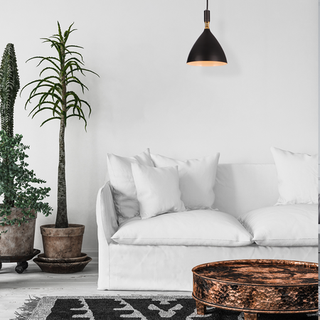 Lampa wisząca OTTO 1xE27 Klasyczna Czarna Złote Wnętrze ML6158 Metal + Szkło