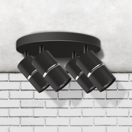 Plafon Regulowany 4x GU10 Czarna Srebrna BAMBOO Sanico Goldlux