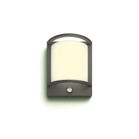 Kinkiet Ogrodowy Lampa Elewacyjna Zewnętrzna LED 3.8W 800lm 2700K z Czujnikiem Ruchu i Zmierzchu Antracyt Samondra Ultra Efficient Philips