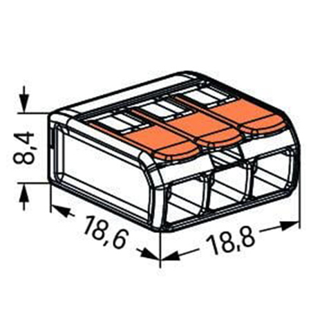 Złączka Instalacyjna Szybkozłączka 221-413 na PRZEWÓD 3x0,2-4mm WAGO