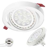 Zestaw Oprawa Podtynkowa Ruchoma GU10 ES111 Okrągła Biała Carpi LUMILED + Żarówka LED GU10 ES111 15W 3000K