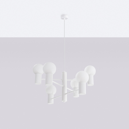 Lampa Wisząca Żyrandol 6x G9 Aluminiowa Biała Halo French Sky SL.1829 Sollux