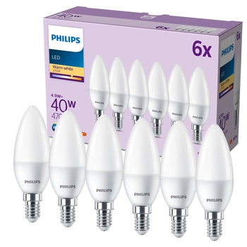 6x Żarówka LED E14 Świeczka B35 4.9W = 40W 470lm 2700K Ciepła EC Multipack Philips