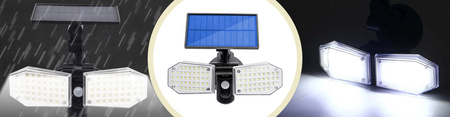 Naświetlacz solarny lampa 78x LED 15W 450lm Zimna czujnik ruchu IP65